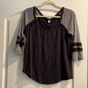 Black and grey We The Free 3/4 length baseball tee